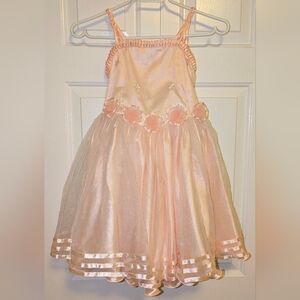 Peach Organza Princess Flowergirl Dolly Dress, Size 5-6